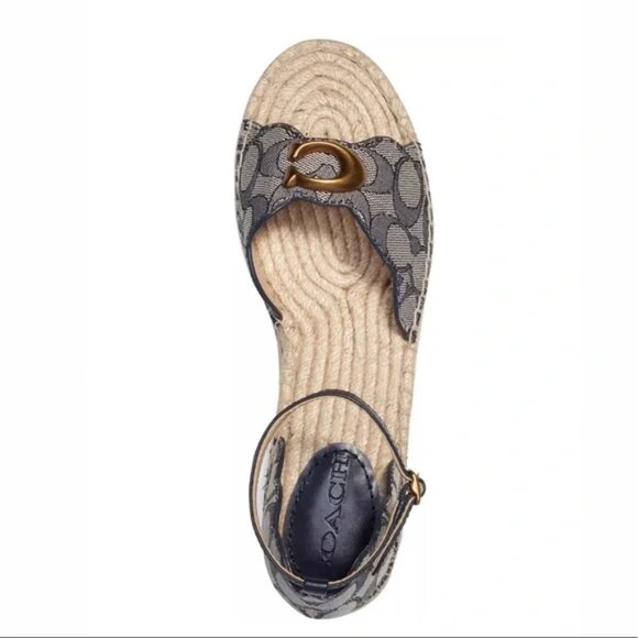 Coach Dillon Midnight Navy NEW w/box Jaquard Ankle strap Espadrilles - Picture 4 of 16